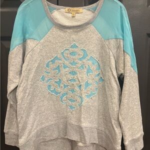 Democracy Gray and Blue Knit Top